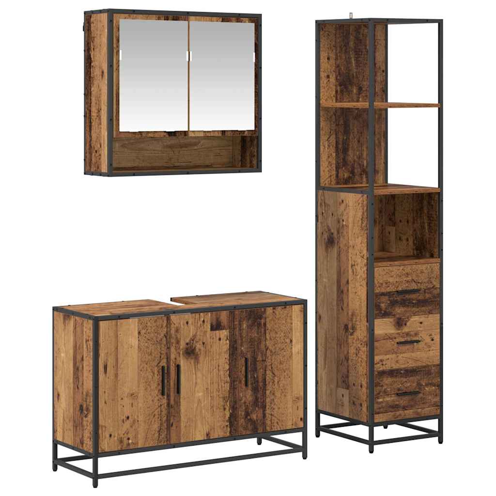 Ensemble de mobilier de salle de bain 3 pc Bois Ancien