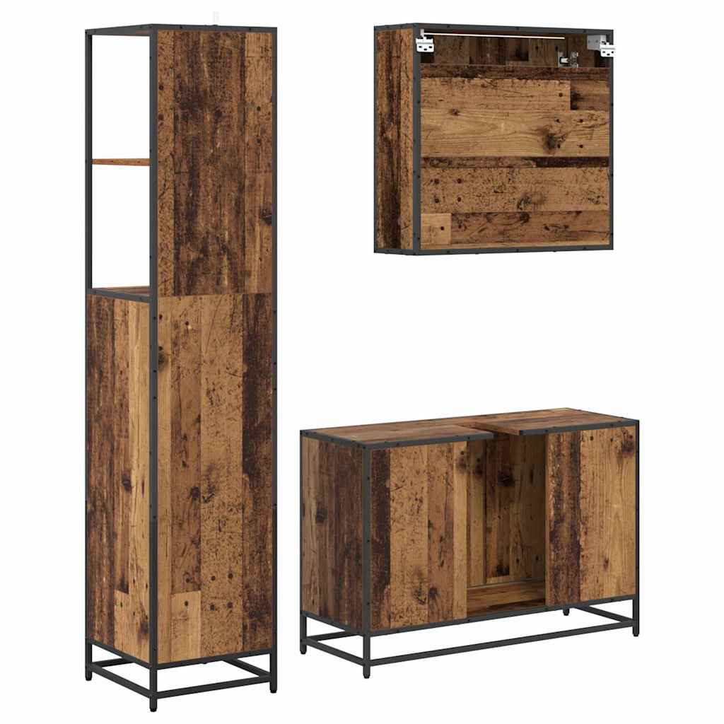 Ensemble de mobilier de salle de bain 3 pc Bois Ancien