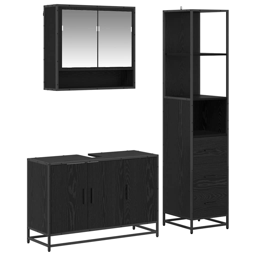 Ensemble de mobilier de salle de bain 3 pc Chêne noir