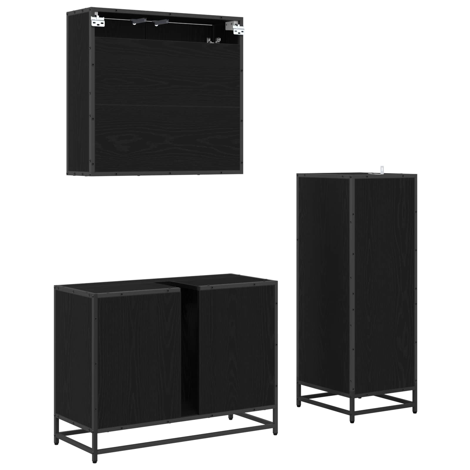 Ensemble de mobilier de salle de bain 3 pc Chêne noir