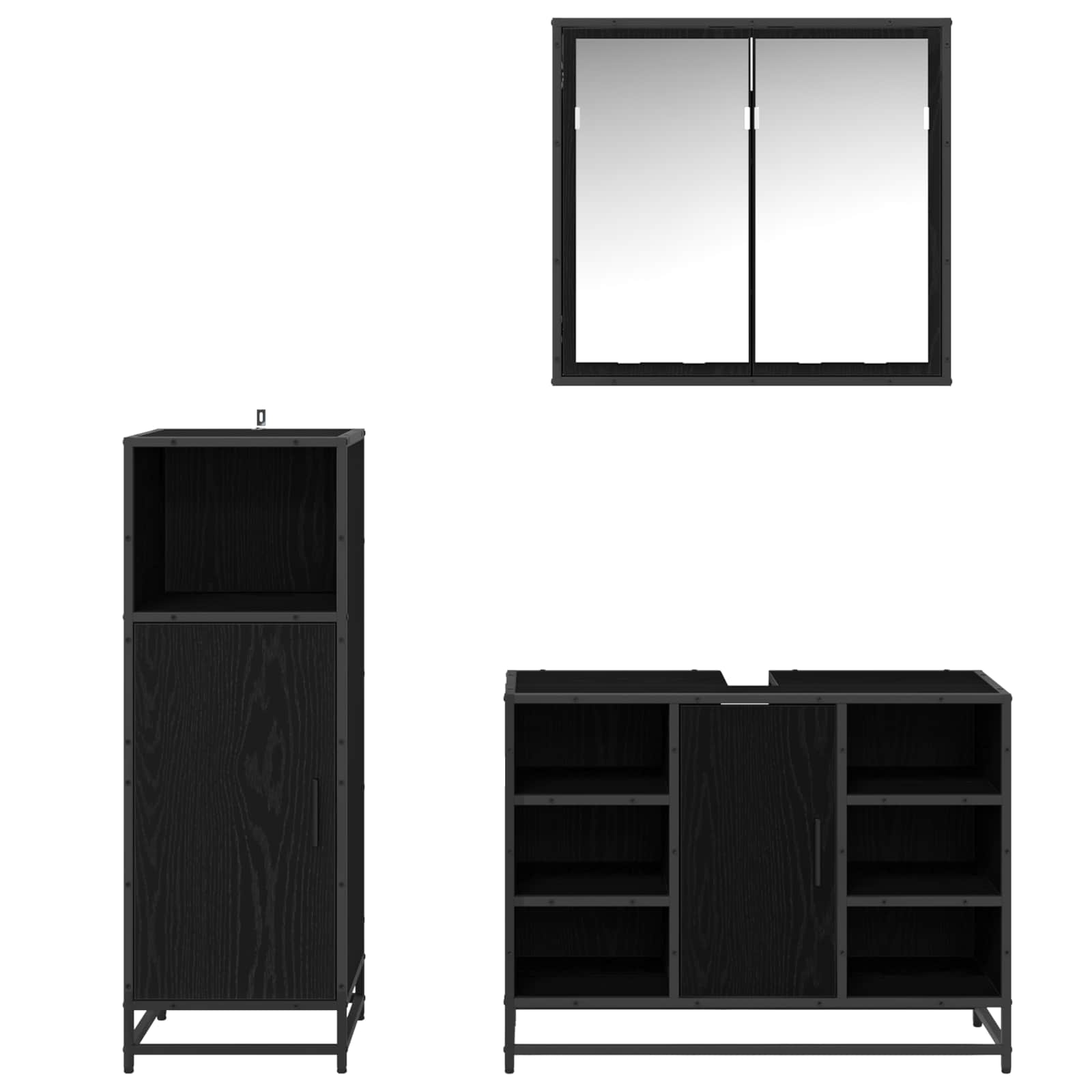 Ensemble de mobilier de salle de bain 3 pc Chêne noir