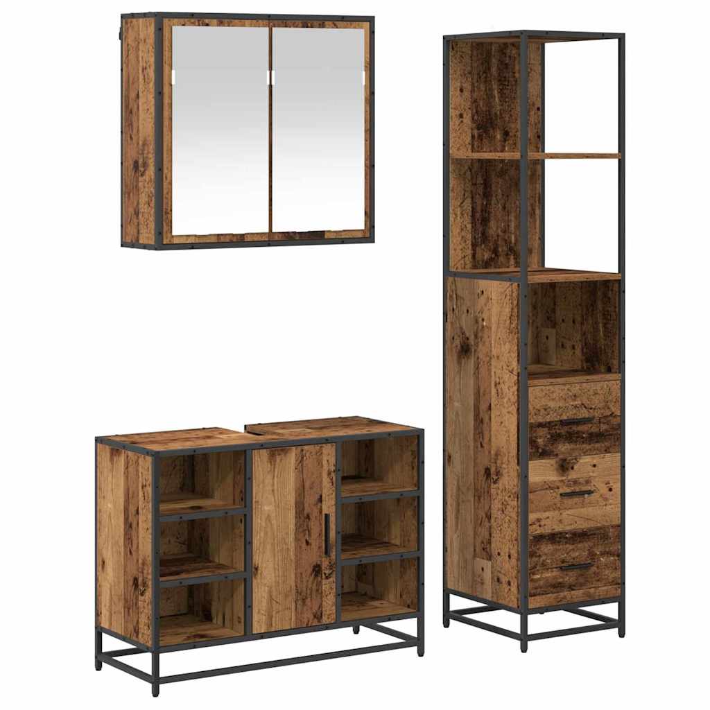 Ensemble de mobilier de salle de bain 3 pc Bois Ancien
