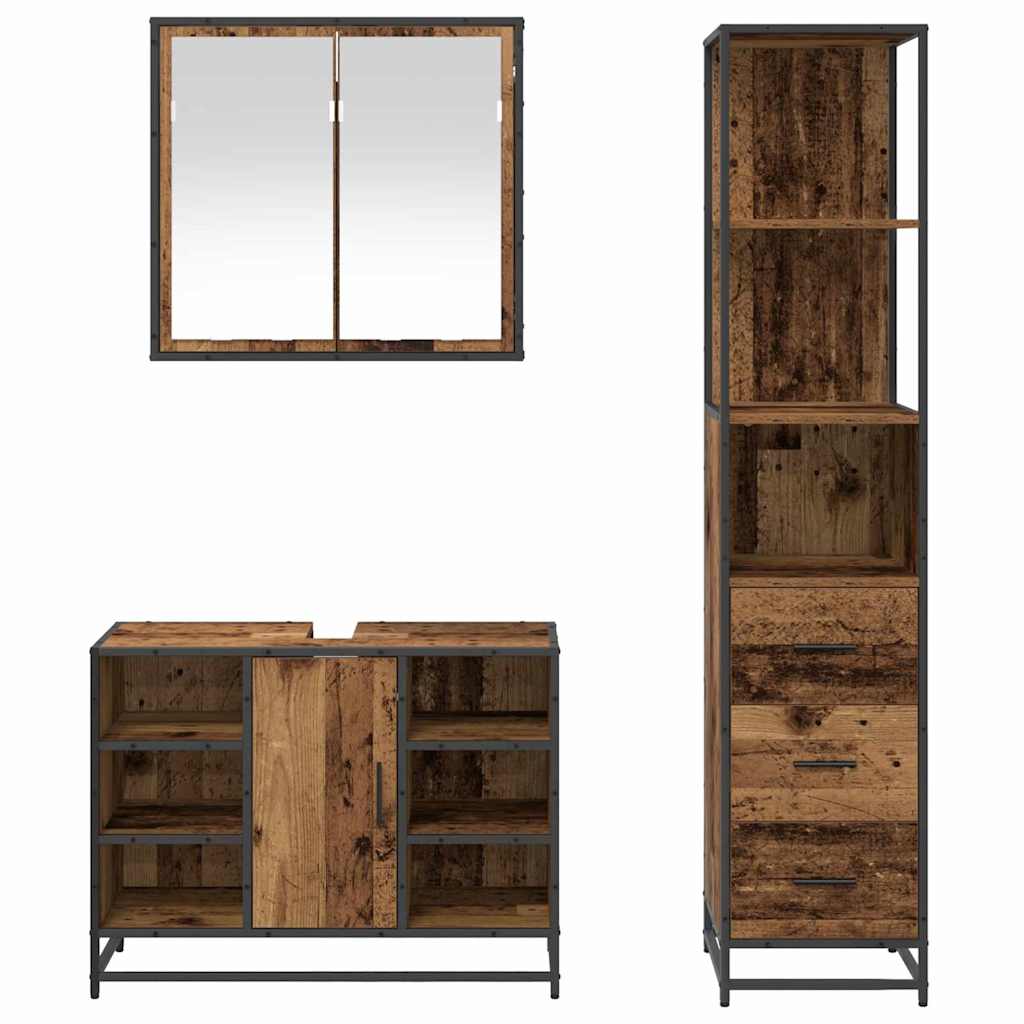 Ensemble de mobilier de salle de bain 3 pc Bois Ancien