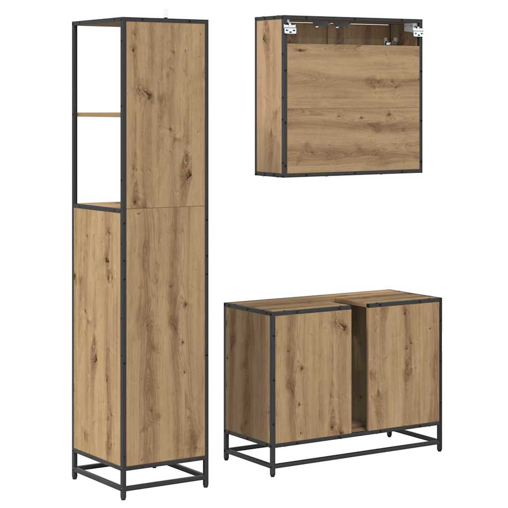 Ensemble de mobilier de salle de bain 3 pc Chêne artisanal