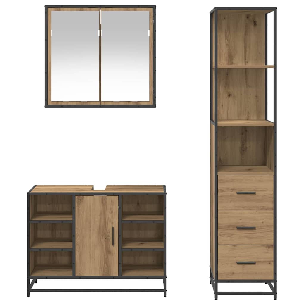 Ensemble de mobilier de salle de bain 3 pc Chêne artisanal