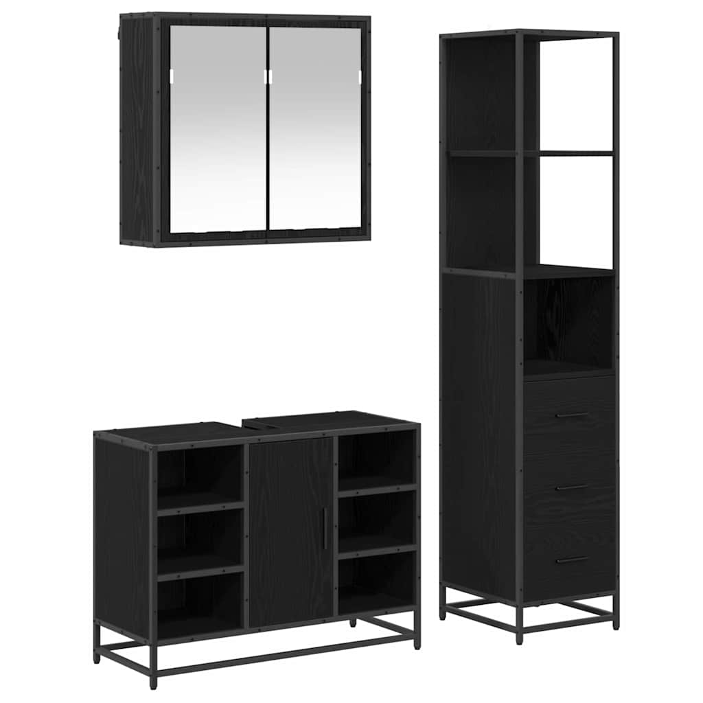 Ensemble de mobilier de salle de bain 3 pc Chêne noir