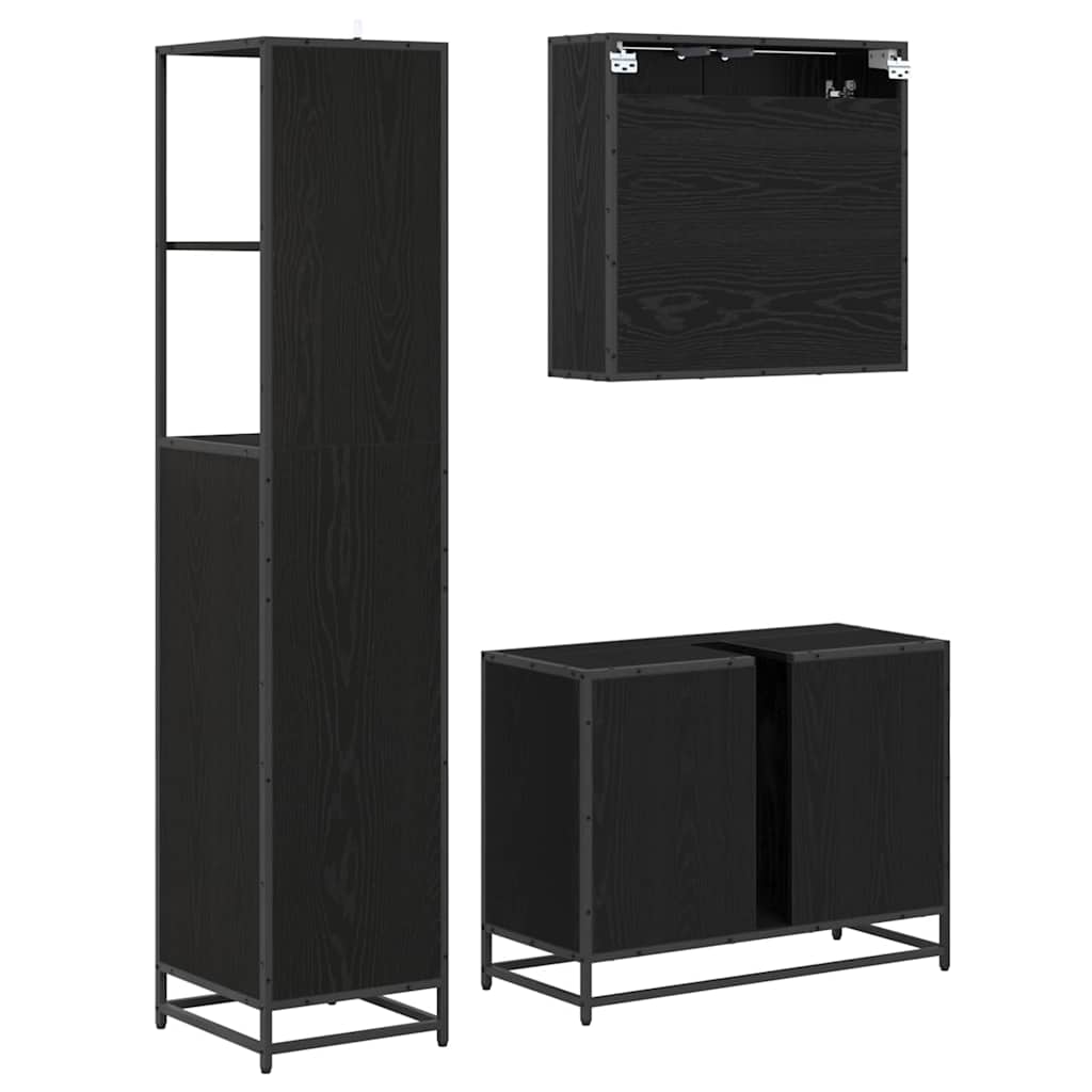 Ensemble de mobilier de salle de bain 3 pc Chêne noir