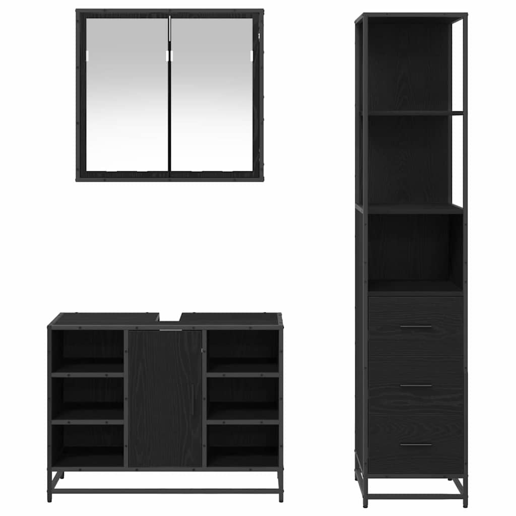 Ensemble de mobilier de salle de bain 3 pc Chêne noir