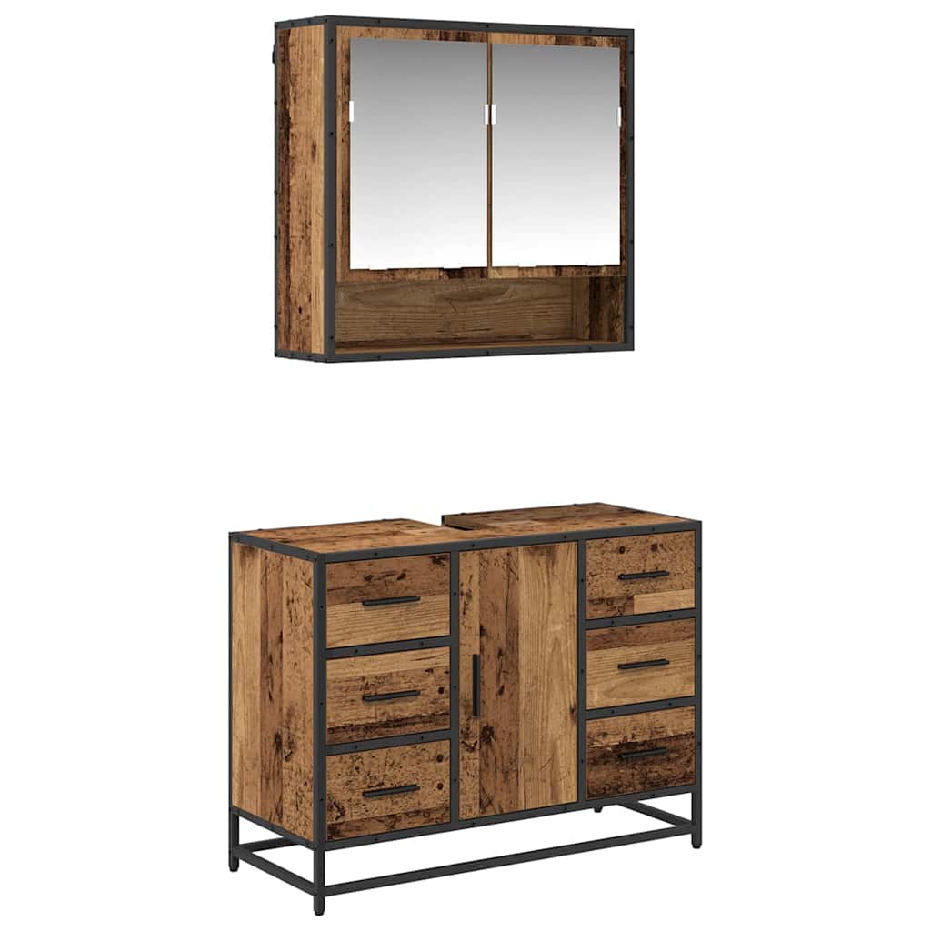 Ensemble de mobilier de salle de bain 2 pc Bois Ancien