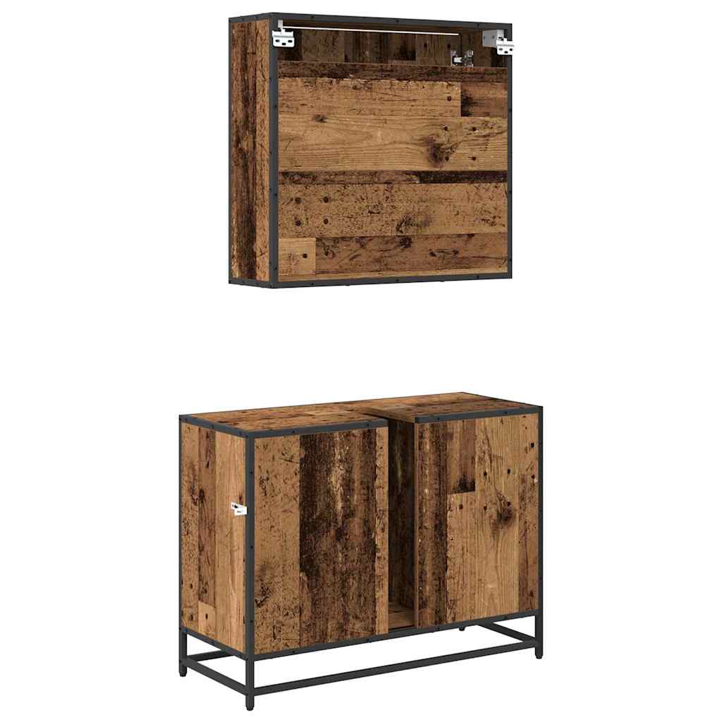 Ensemble de mobilier de salle de bain 2 pc Bois Ancien