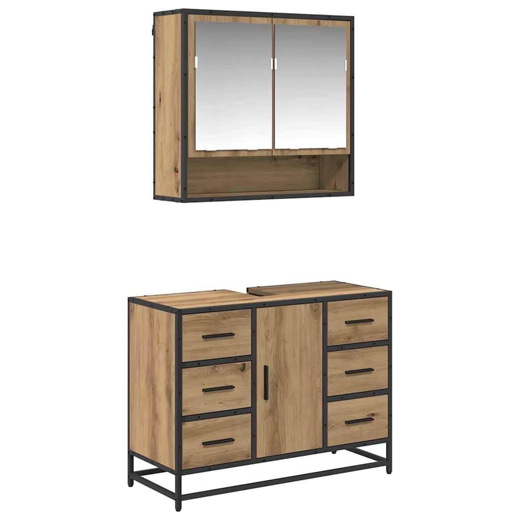 Ensemble de mobilier de salle de bain 2 pc Chêne artisanal