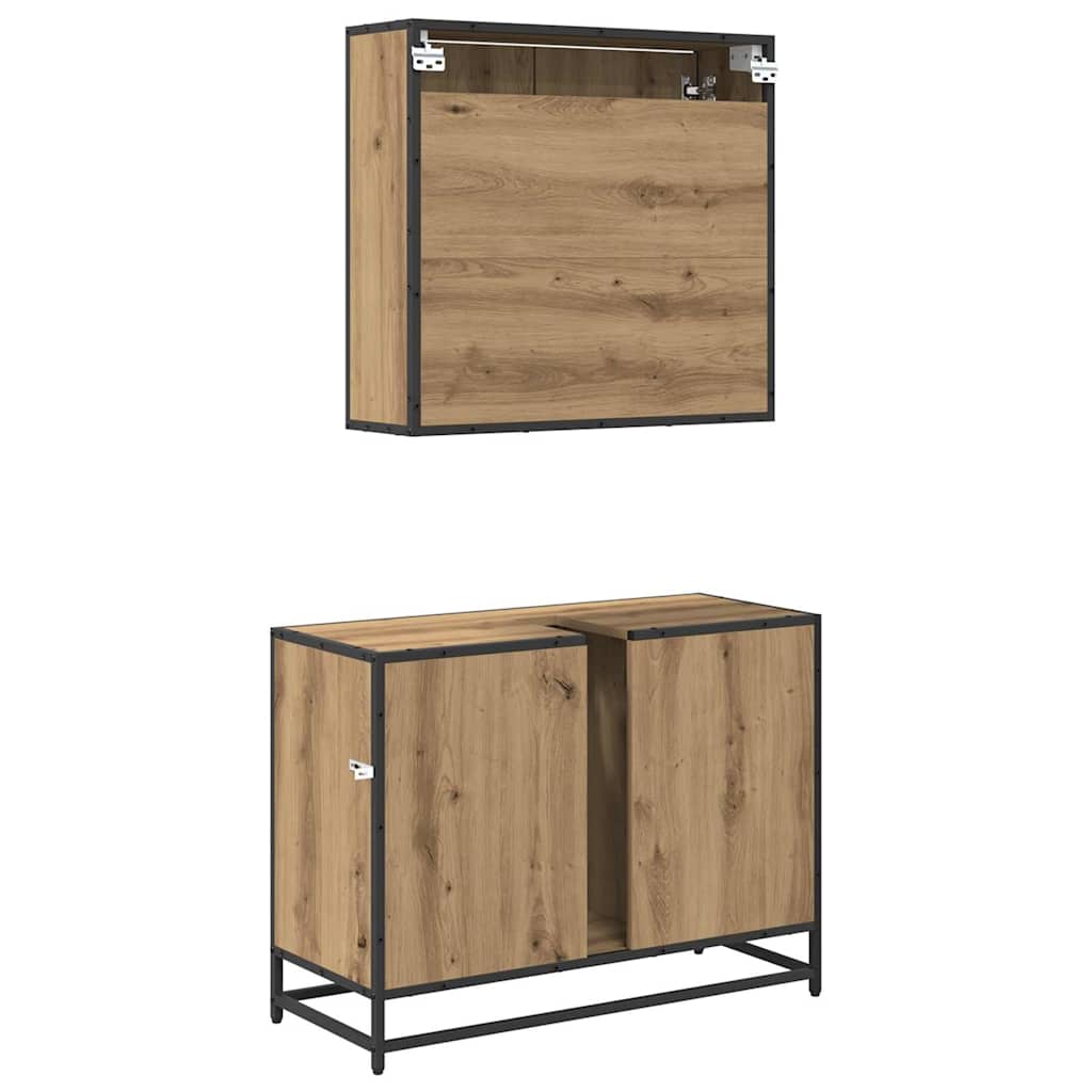 Ensemble de mobilier de salle de bain 2 pc Chêne artisanal