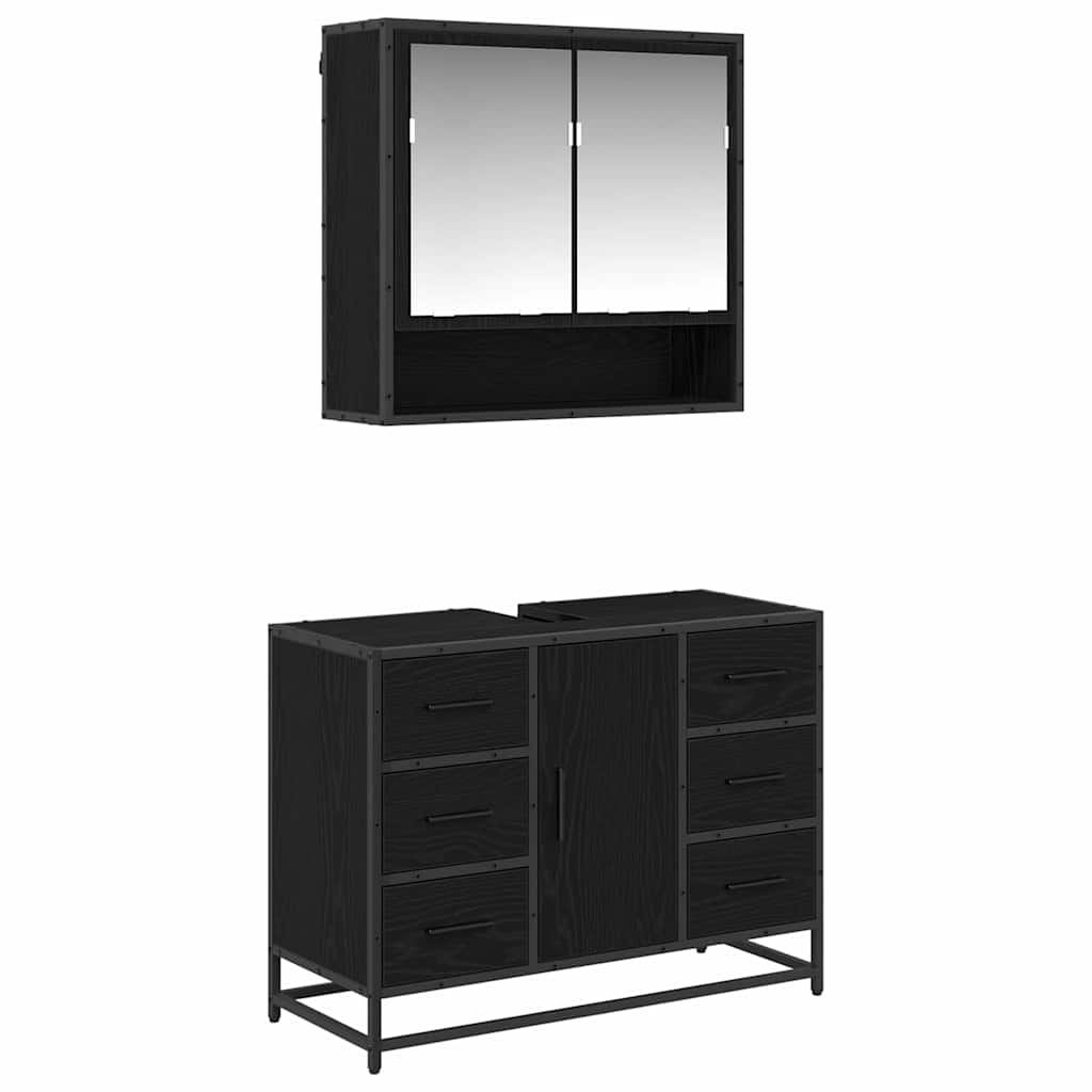 Ensemble de mobilier de salle de bain 2 pc Chêne noir