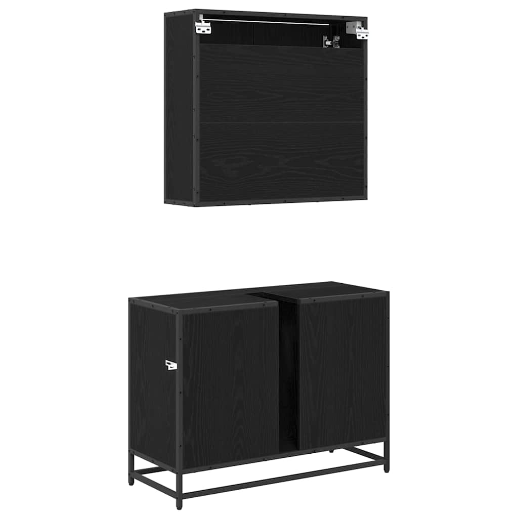 Ensemble de mobilier de salle de bain 2 pc Chêne noir