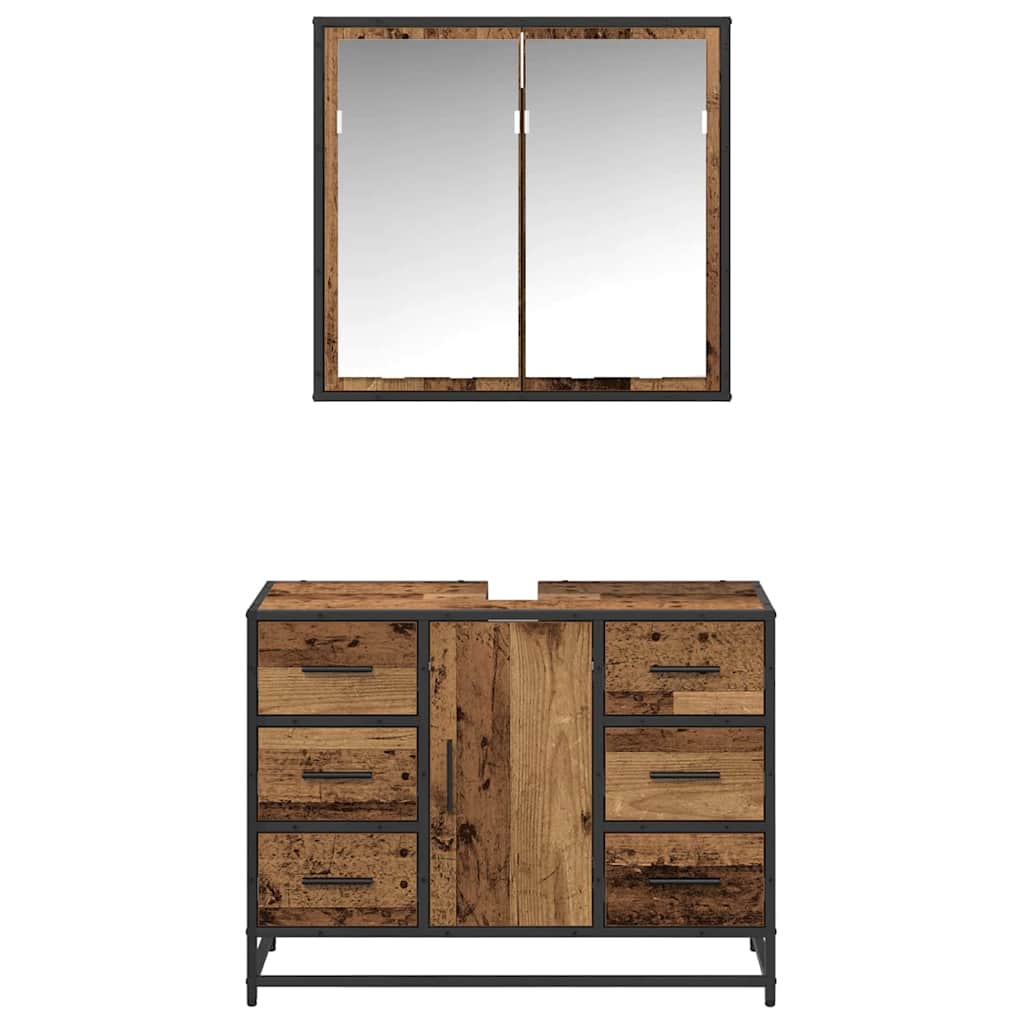 Ensemble de mobilier de salle de bain 2 pc Bois Ancien