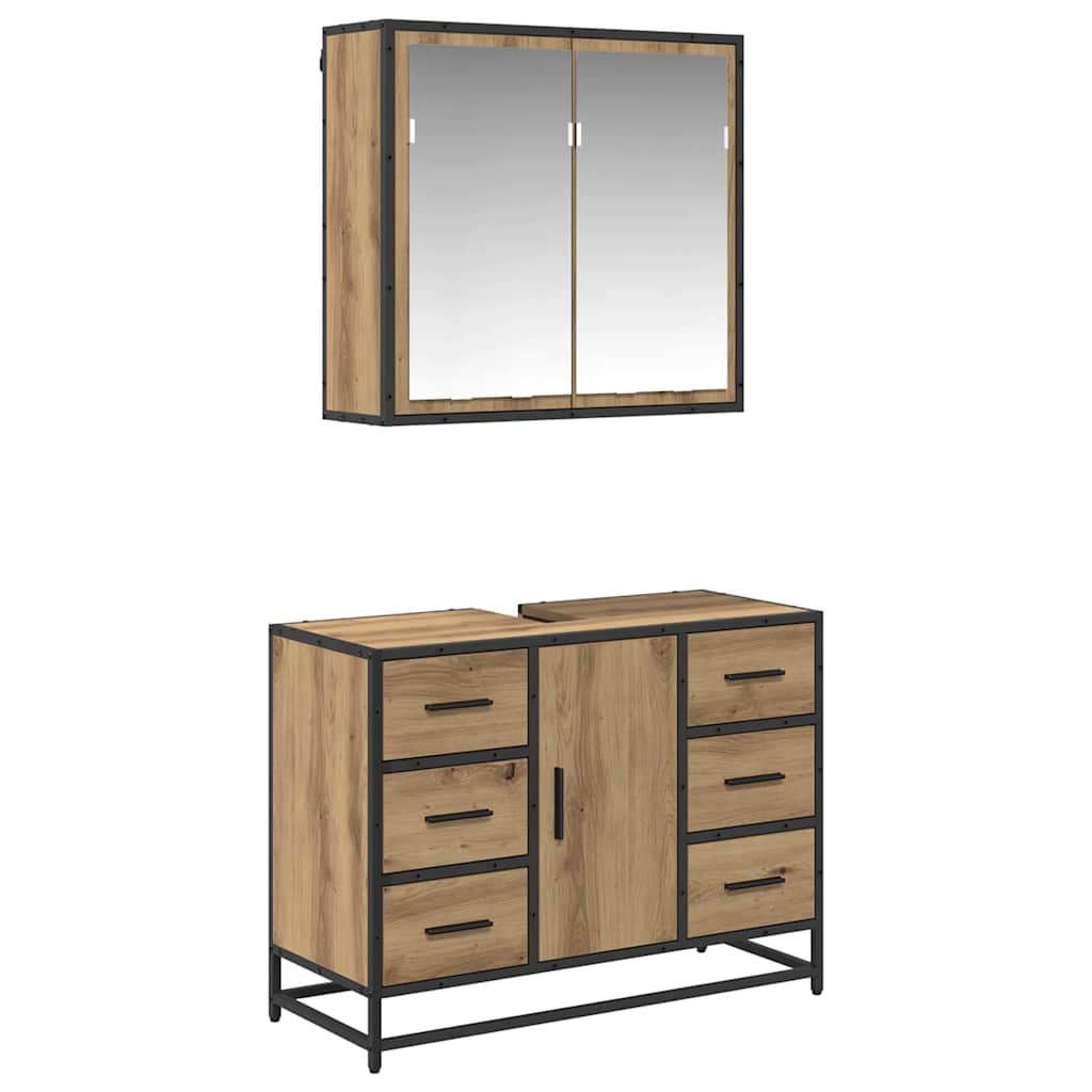 Ensemble de mobilier de salle de bain 2 pc Chêne artisanal