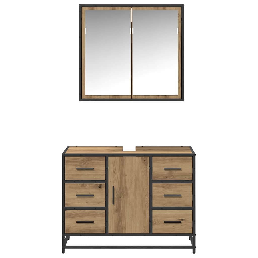 Ensemble de mobilier de salle de bain 2 pc Chêne artisanal