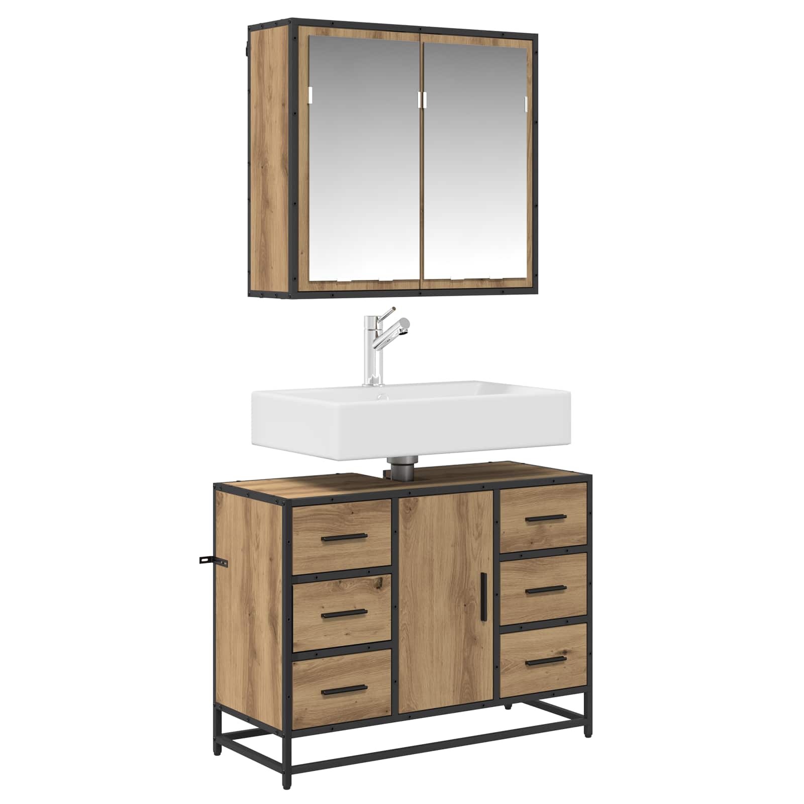 Ensemble de mobilier de salle de bain 2 pc Chêne artisanal