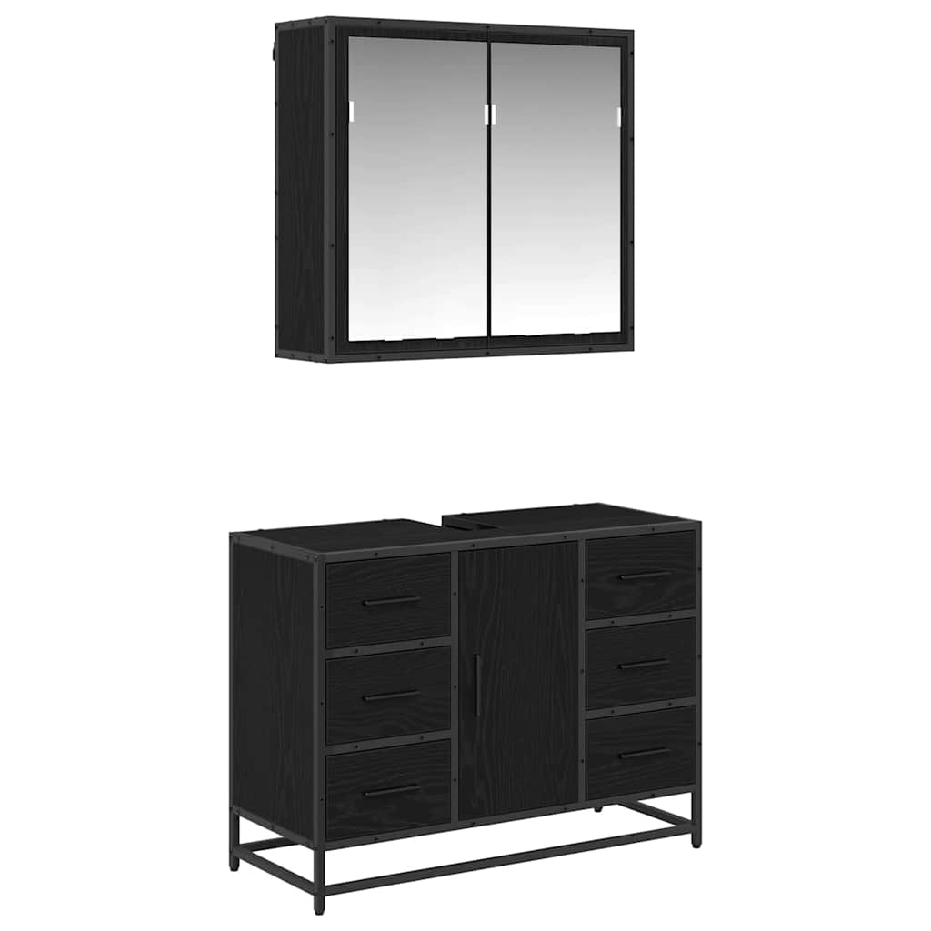 Ensemble de mobilier de salle de bain 2 pc Chêne noir