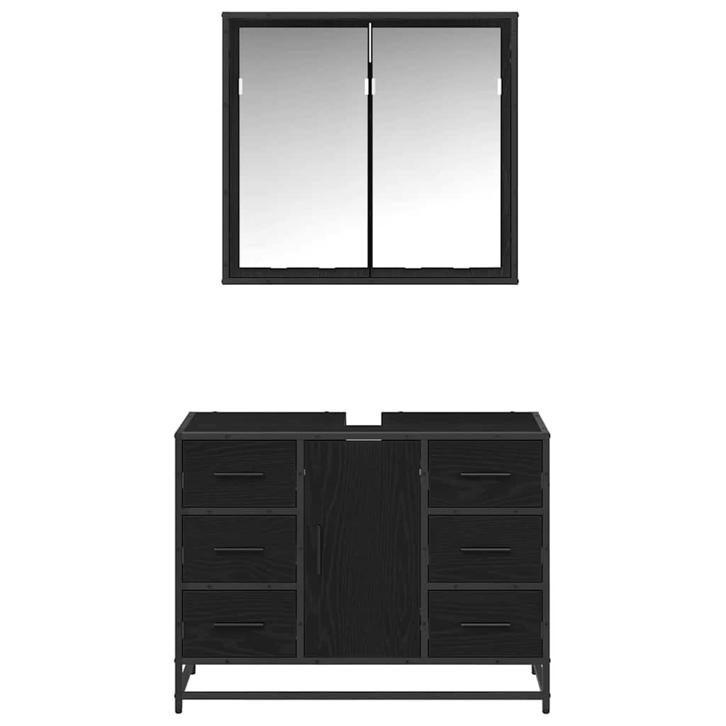 Ensemble de mobilier de salle de bain 2 pc Chêne noir