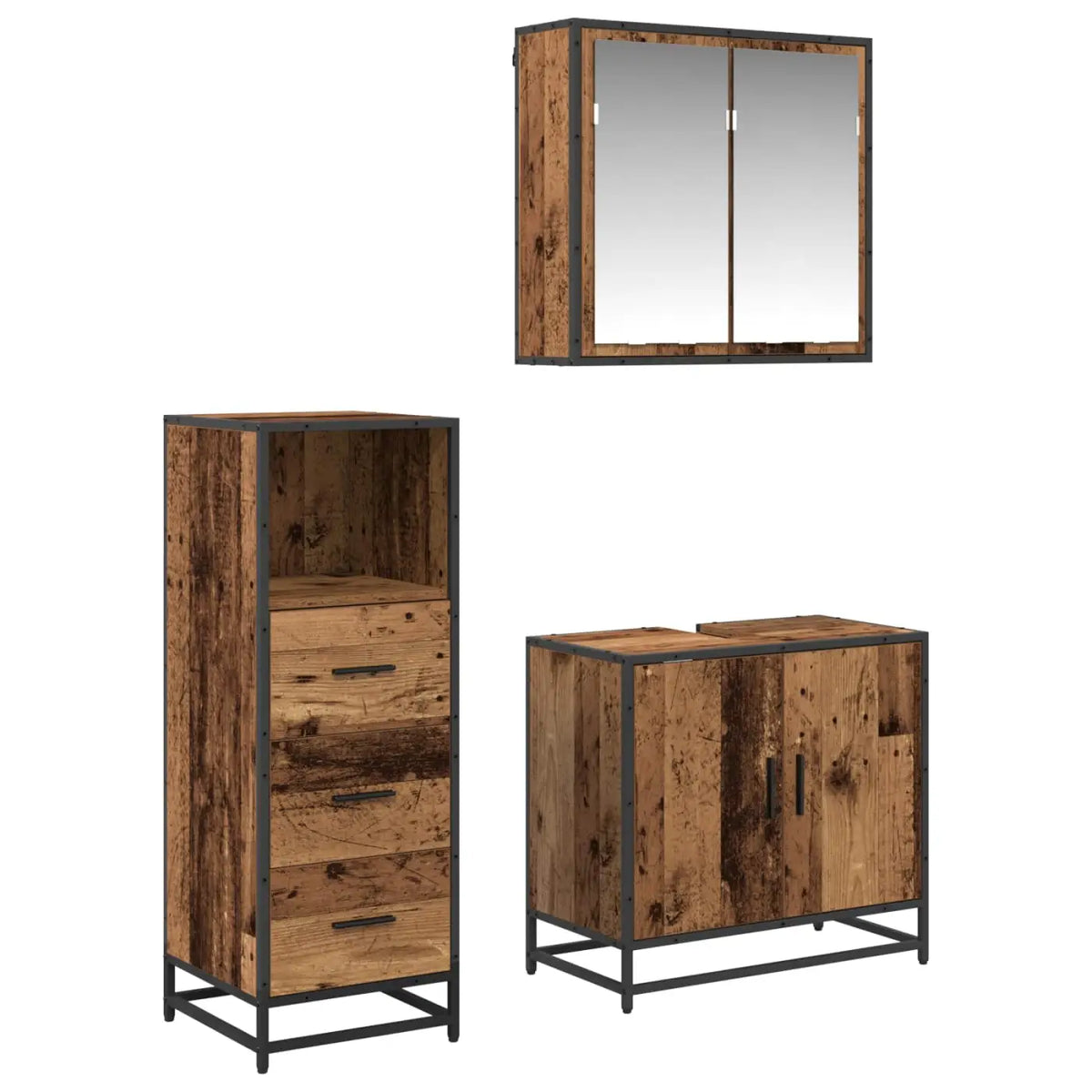 Ensemble de mobilier de salle de bain 3 pc Bois Ancien - XIOS