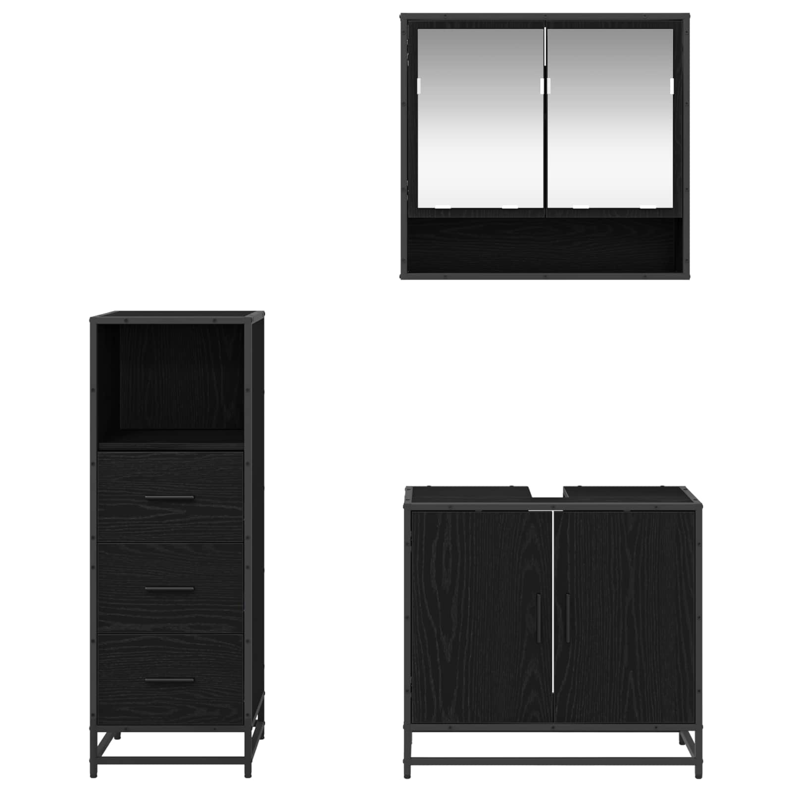 Ensemble de mobilier de salle de bain 3 pc Chêne noir