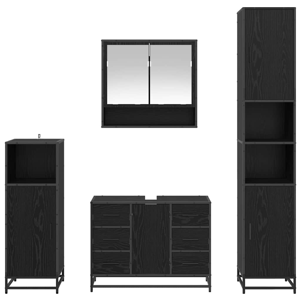 Ensemble de mobilier de salle de bain 4 pièces Chêne noir
