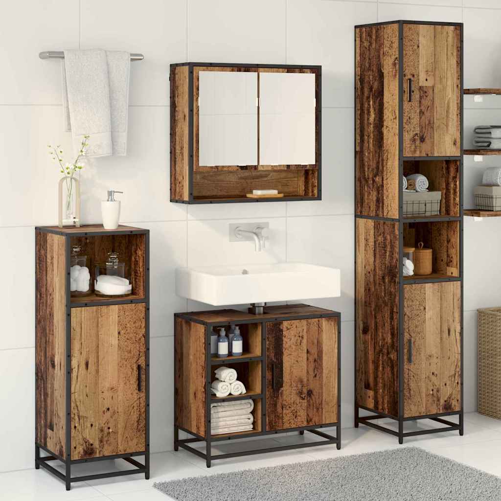 Ensemble de mobilier de salle de bain 3 pc Bois Ancien