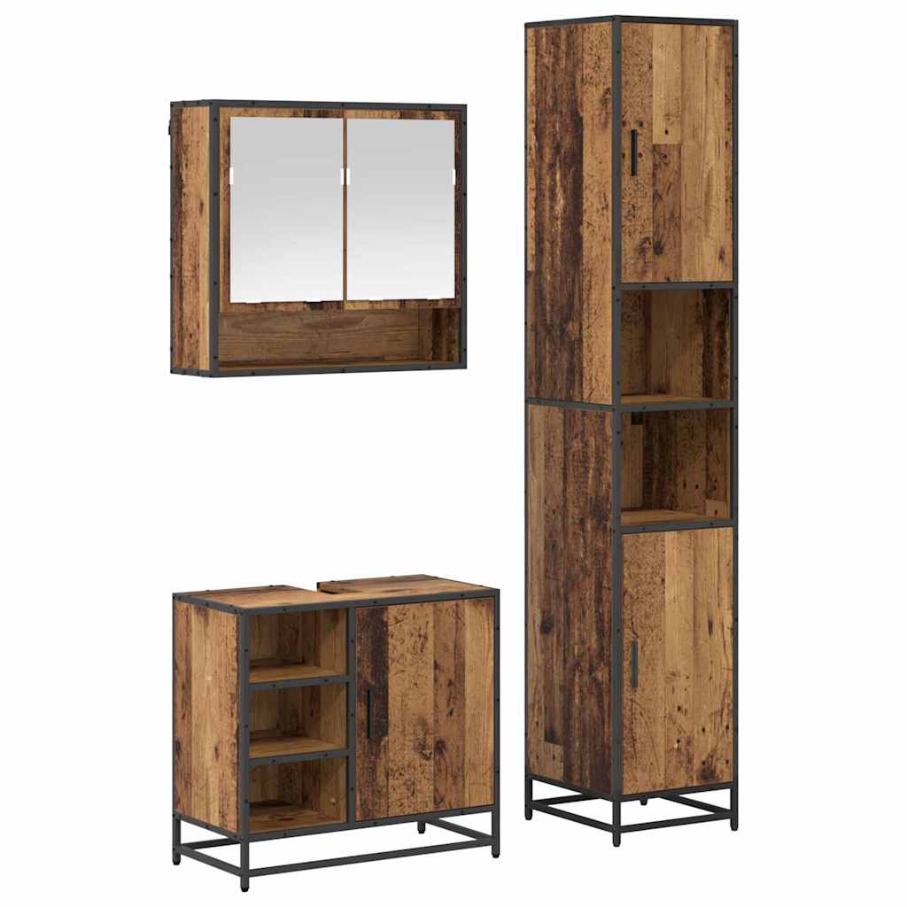 Ensemble de mobilier de salle de bain 3 pc Bois Ancien