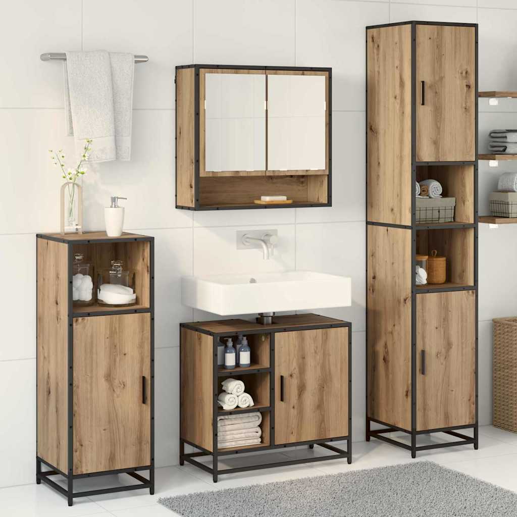 Ensemble de mobilier de salle de bain 3 pièces Chêne artisanal
