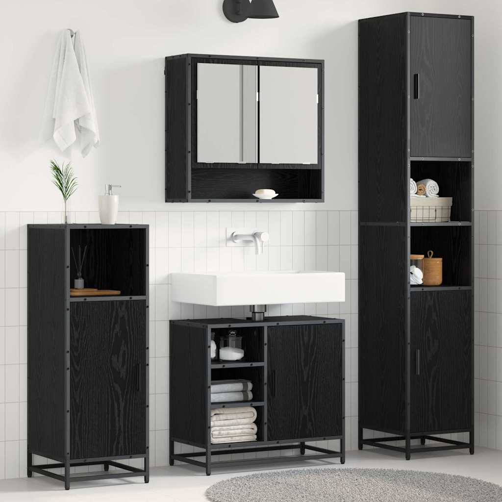 Ensemble de mobilier de salle de bain 3 pièces Chêne noir