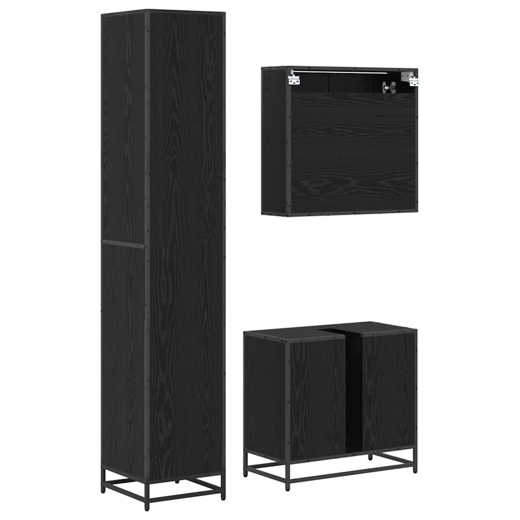 Ensemble de mobilier de salle de bain 3 pièces Chêne noir