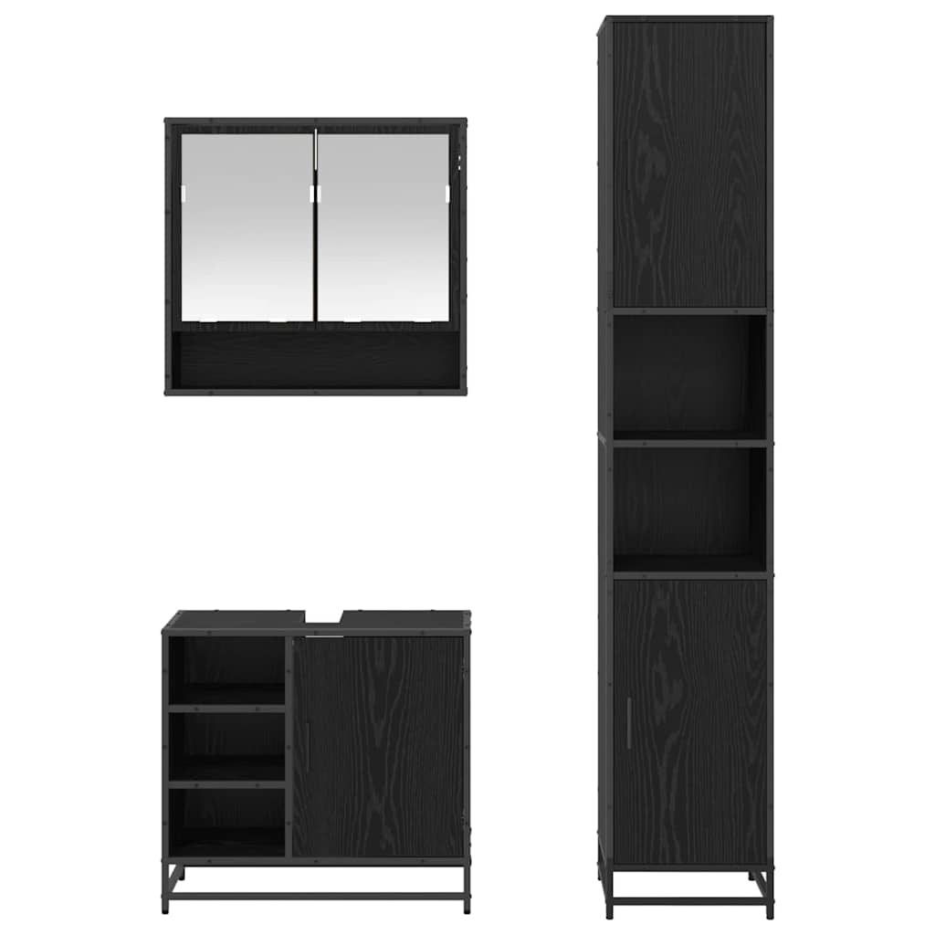 Ensemble de mobilier de salle de bain 3 pièces Chêne noir
