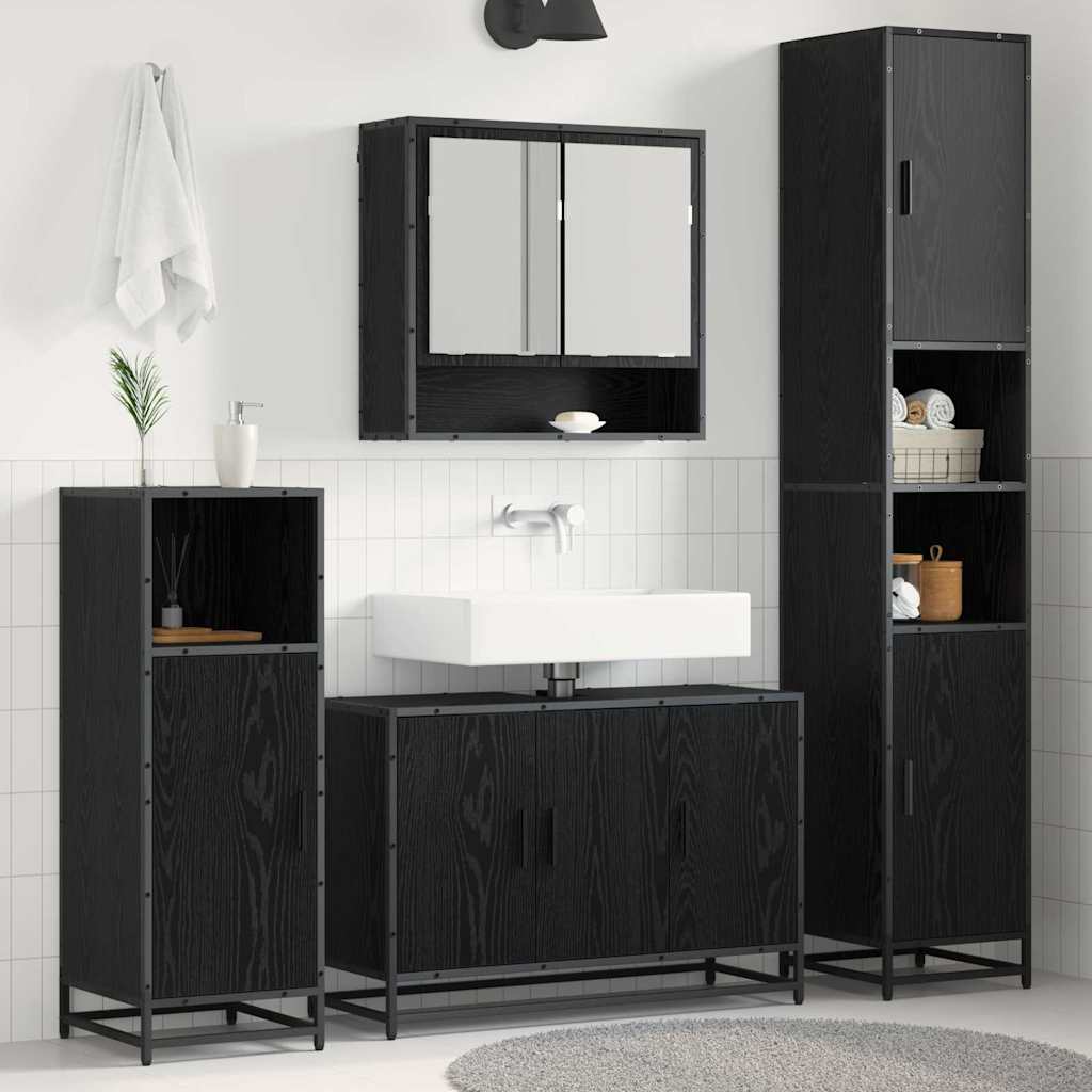 Ensemble de mobilier de salle de bain 4 pc Chêne noir