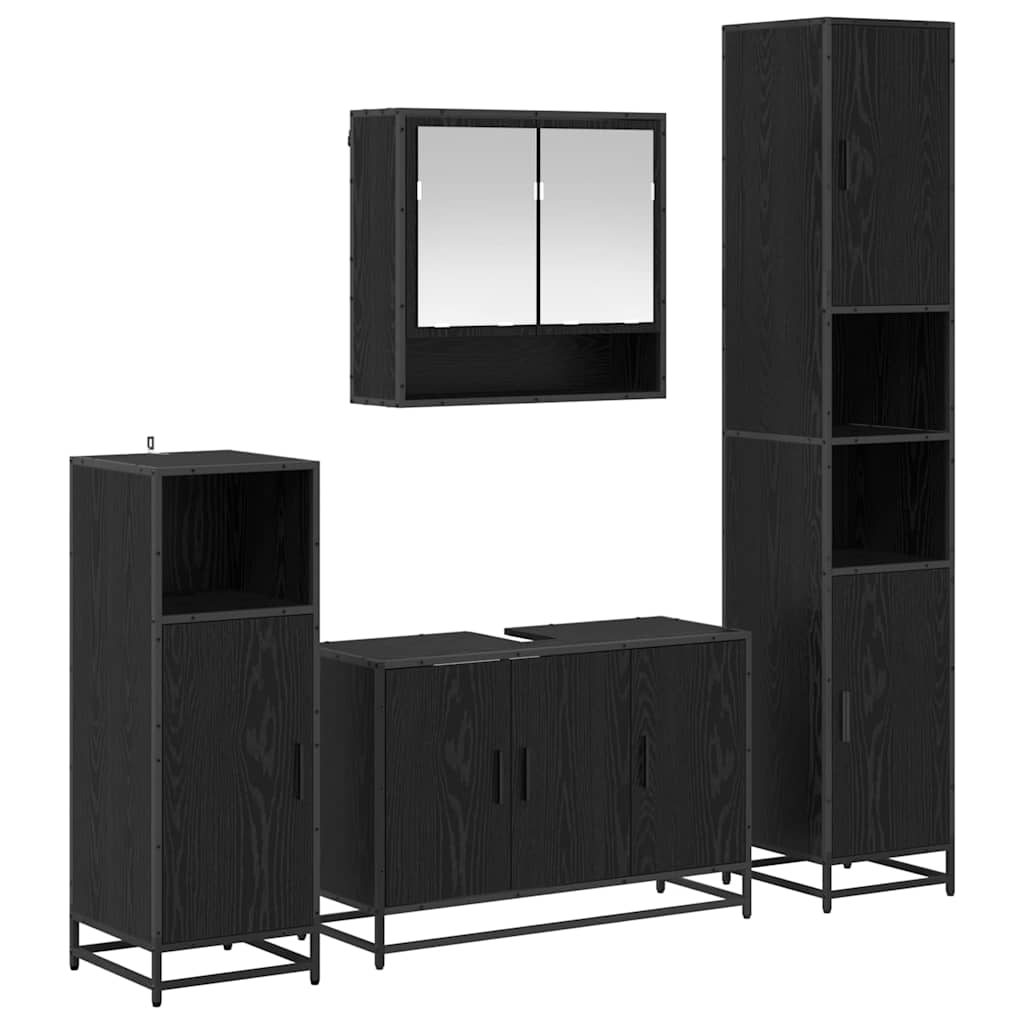 Ensemble de mobilier de salle de bain 4 pc Chêne noir