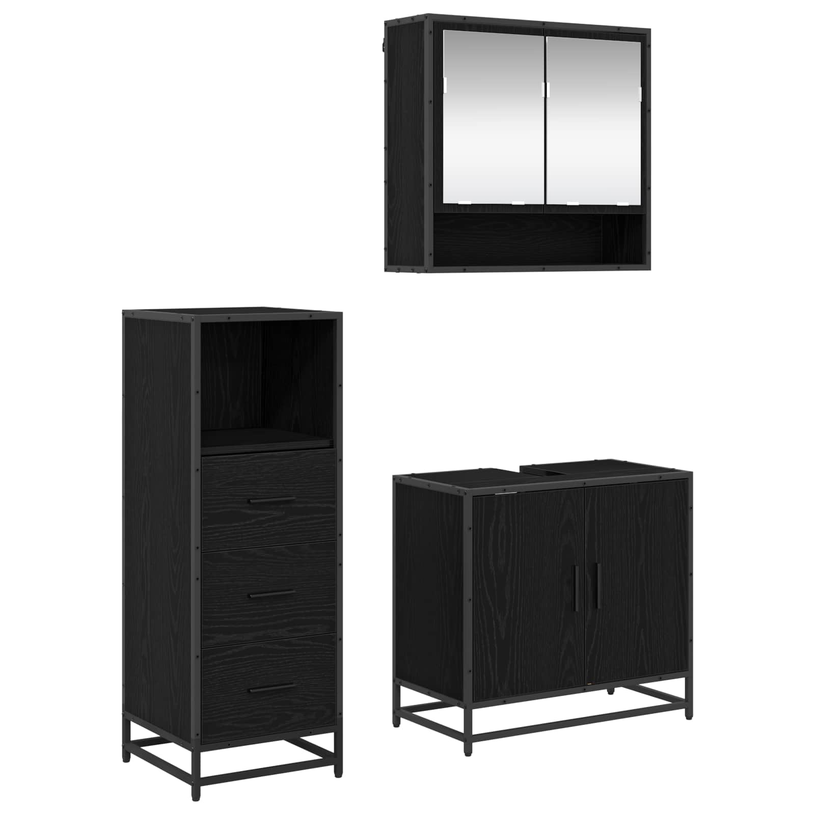 Ensemble de mobilier de salle de bain 3 pc Chêne noir
