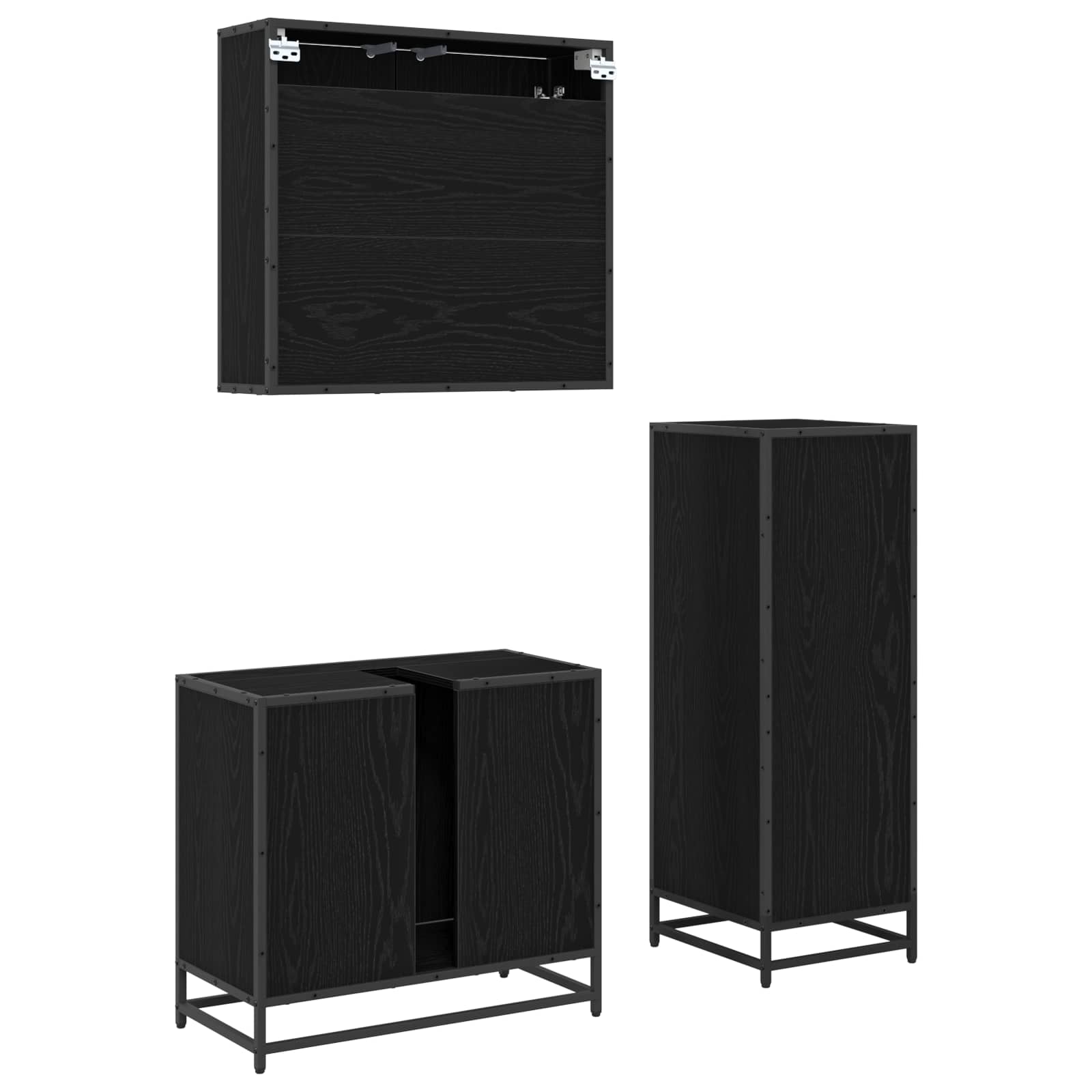 Ensemble de mobilier de salle de bain 3 pc Chêne noir