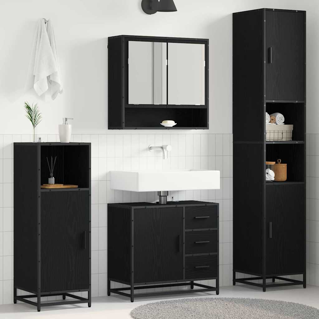 Ensemble de mobilier de salle de bain 4 pc Chêne noir