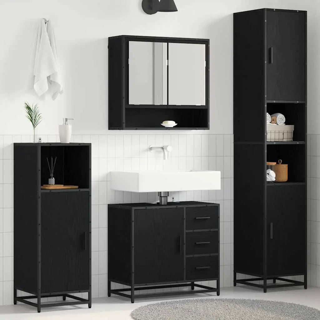 Ensemble de mobilier de salle de bain 4 pc Chêne noir - XIOS