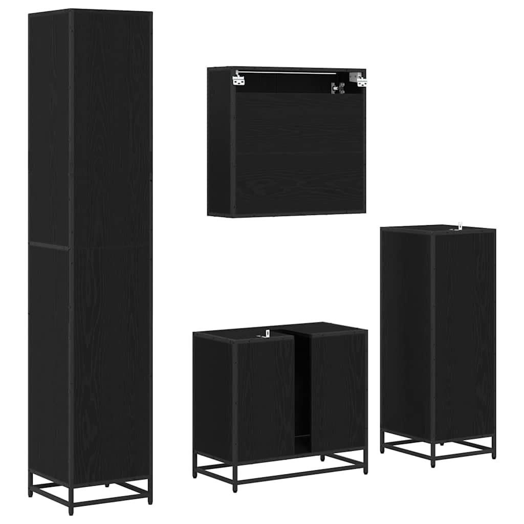 Ensemble de mobilier de salle de bain 4 pc Chêne noir