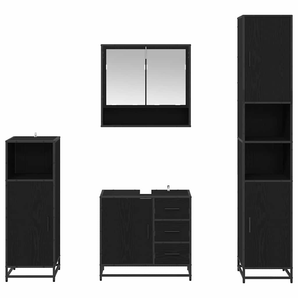 Ensemble de mobilier de salle de bain 4 pc Chêne noir