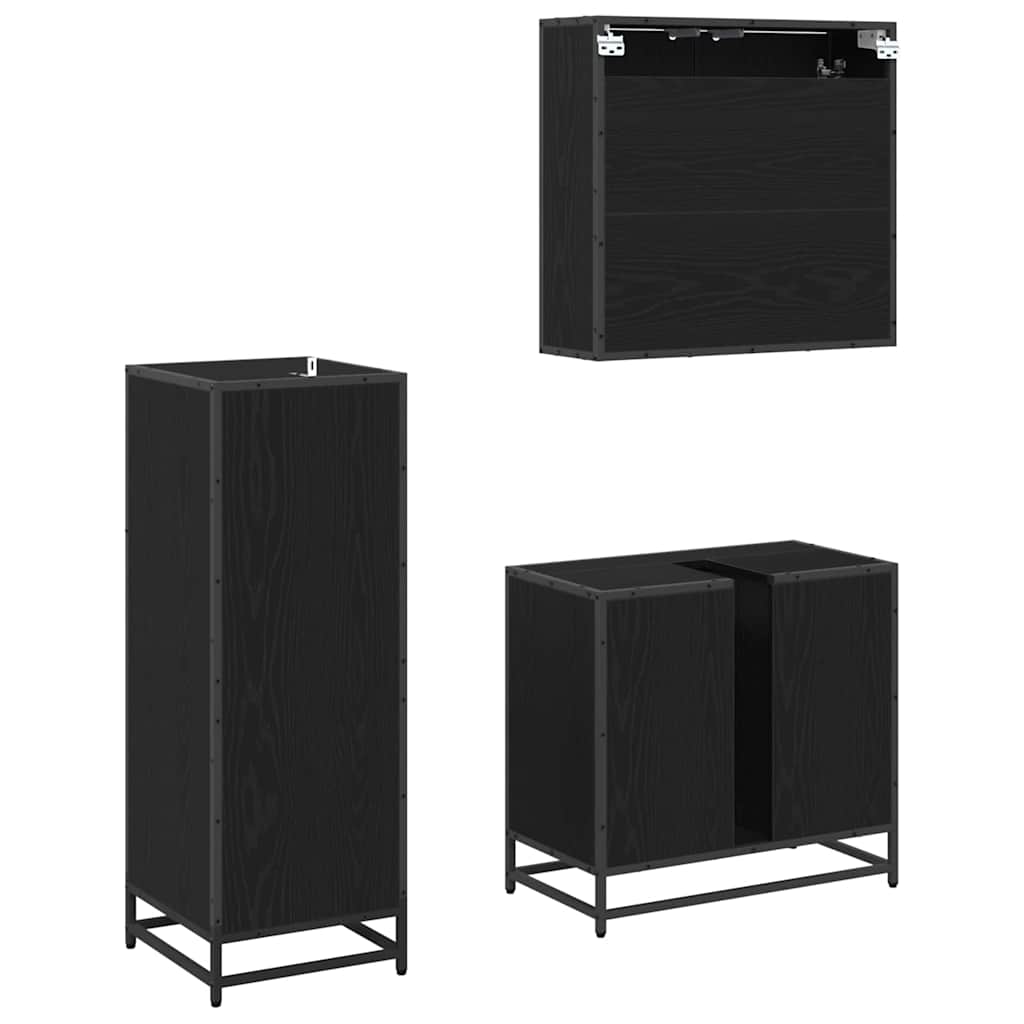 Ensemble de mobilier de salle de bain 3 pc Chêne noir