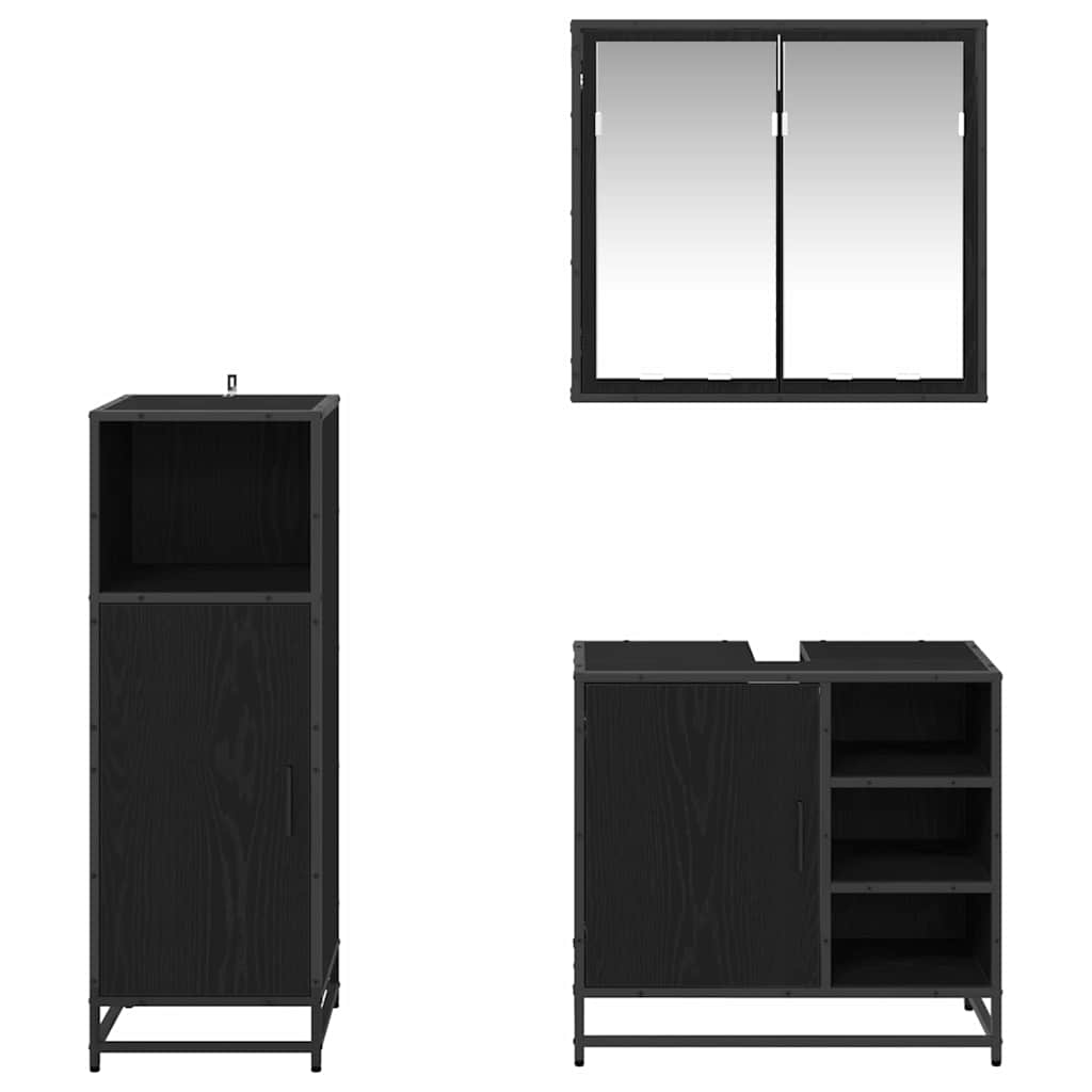 Ensemble de mobilier de salle de bain 3 pc Chêne noir