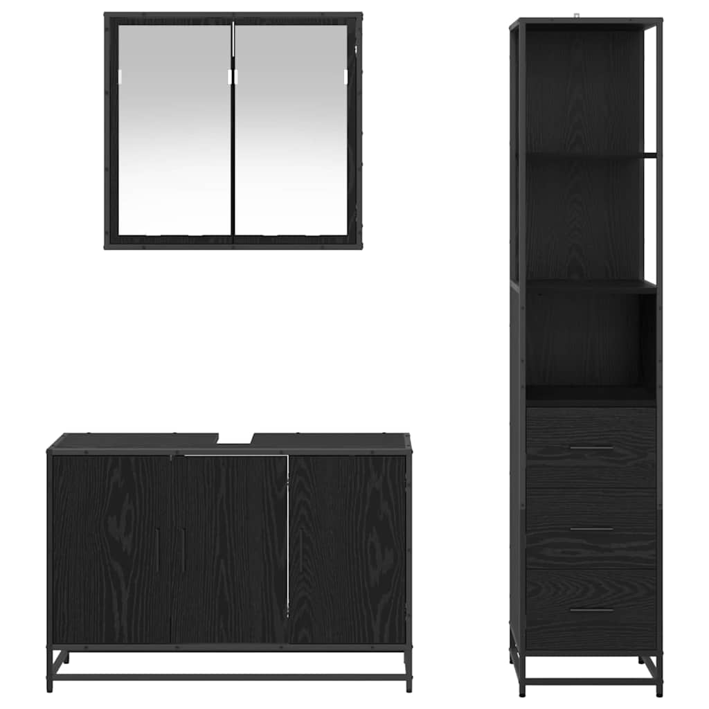 Ensemble de mobilier de salle de bain 3 pc Chêne noir