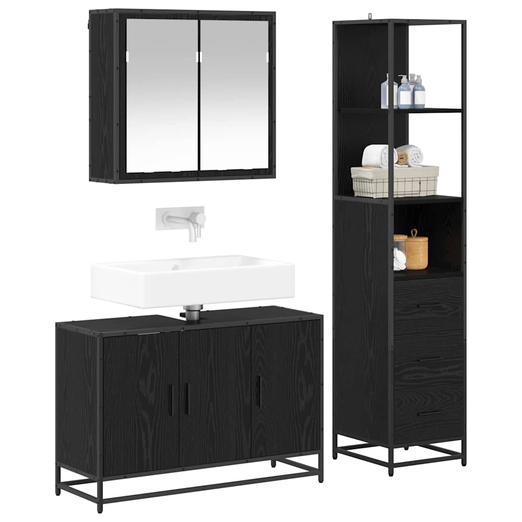Ensemble de mobilier de salle de bain 3 pc Chêne noir