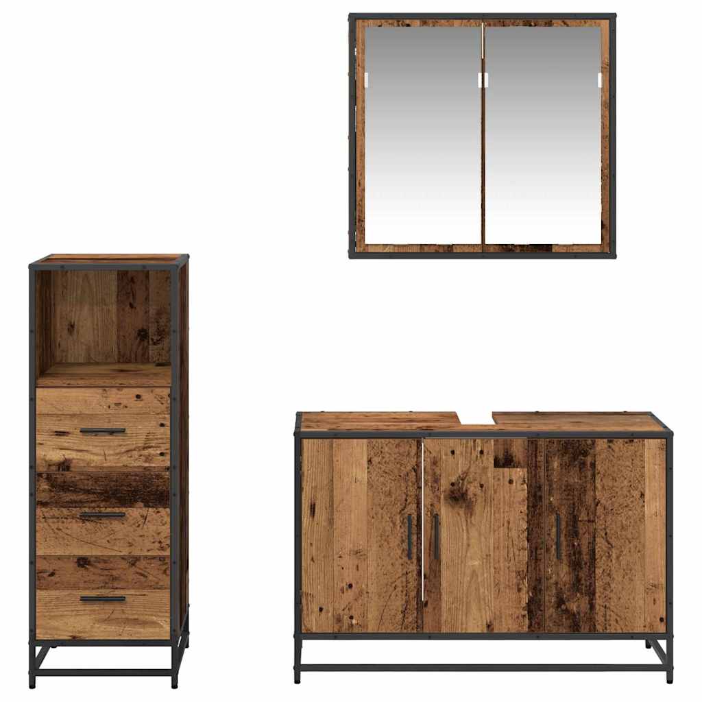 Ensemble de mobilier de salle de bain 3 pièces Bois Ancien