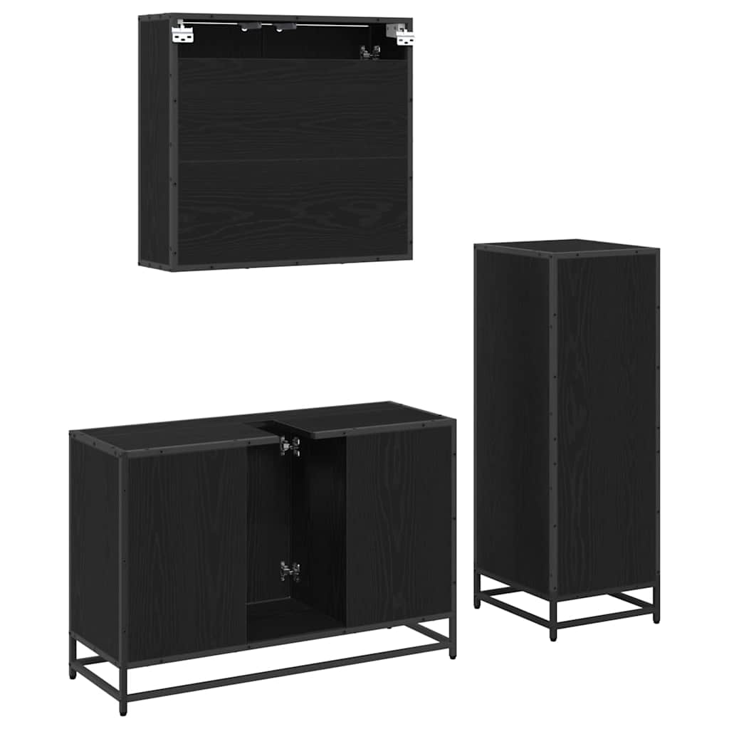 Ensemble de mobilier de salle de bain 3 pièces Chêne noir