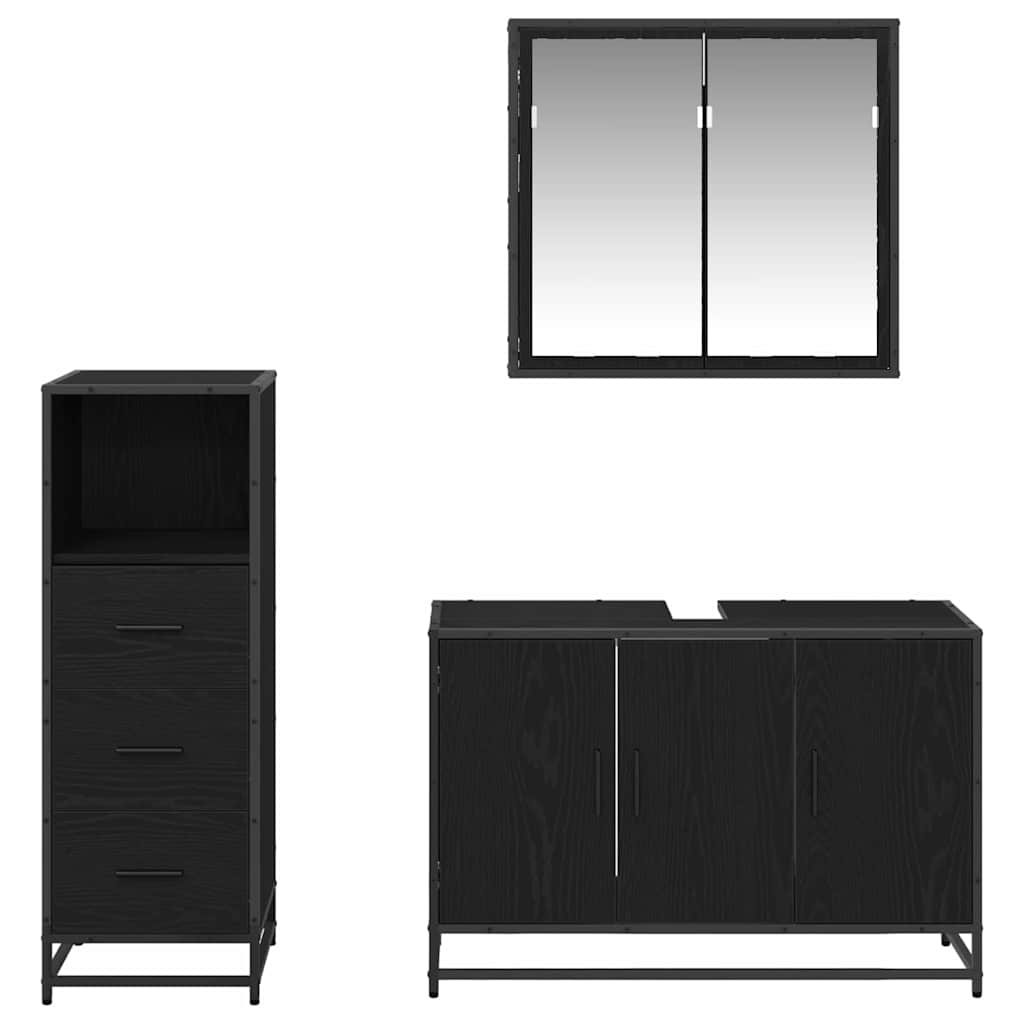 Ensemble de mobilier de salle de bain 3 pièces Chêne noir