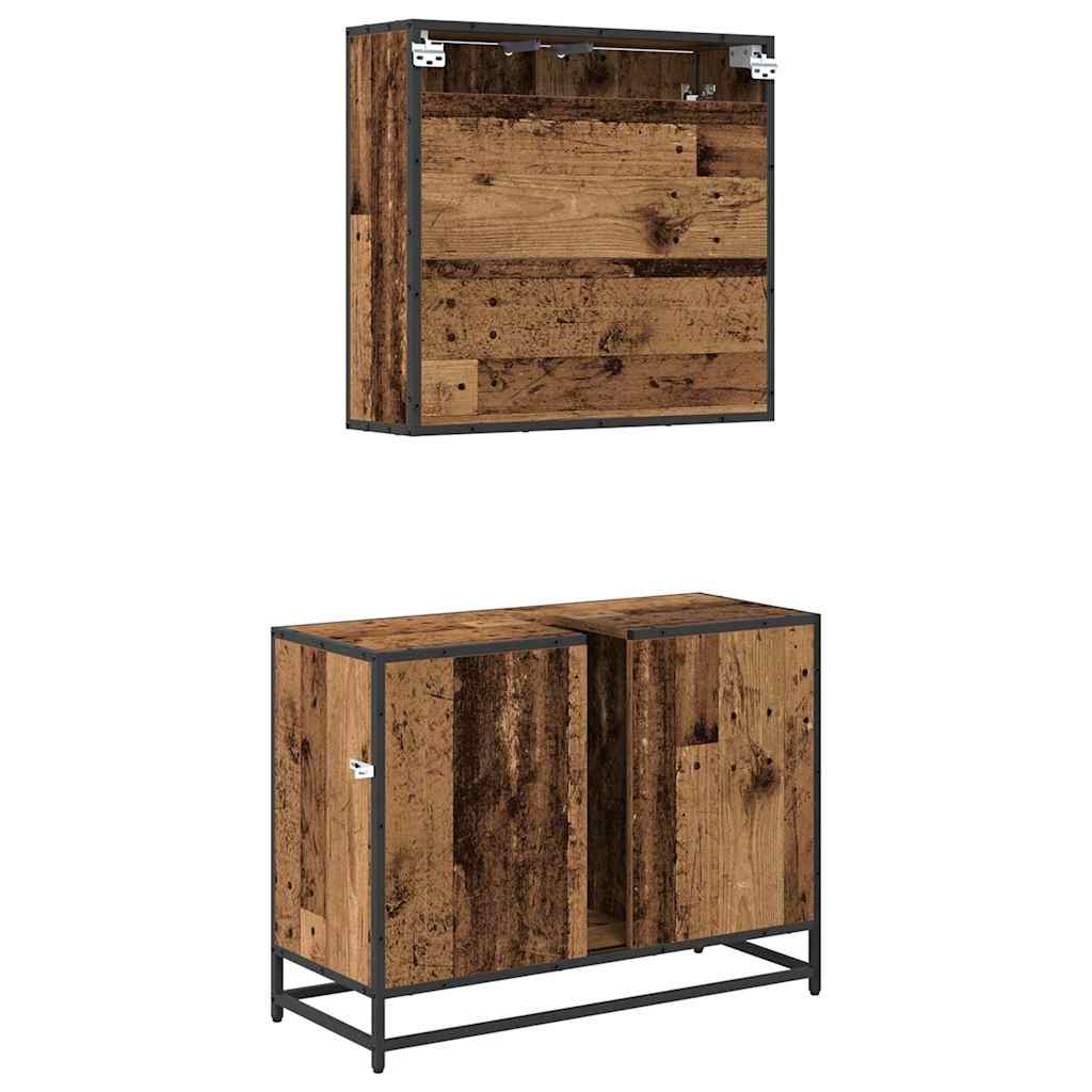 Ensemble de mobilier de salle de bain 2 pc Bois Ancien