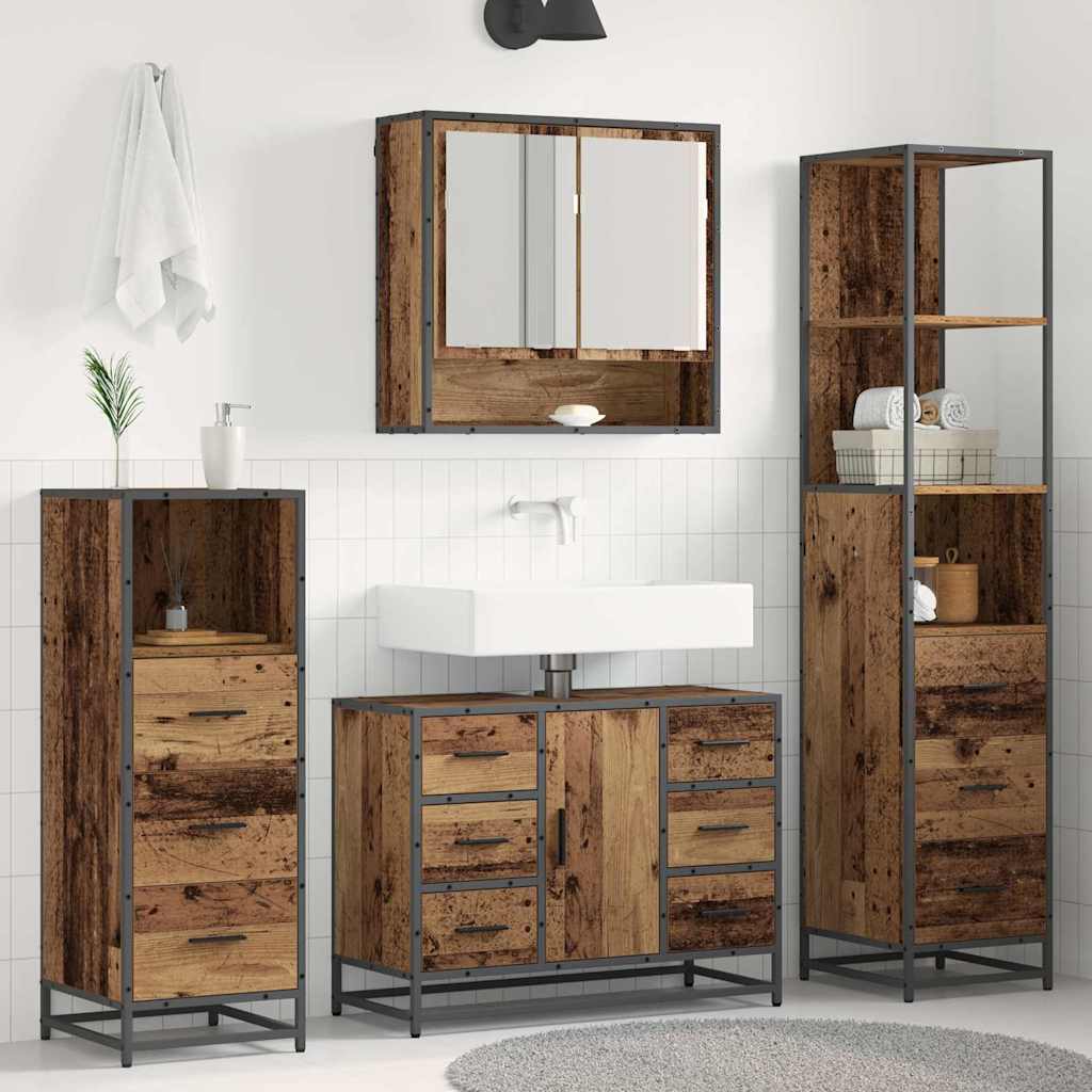 Ensemble de mobilier de salle de bain 4 pc Bois Ancien